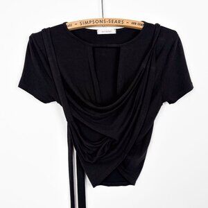 Antistar Womens Wrap Front Black T-Shirt Size Small